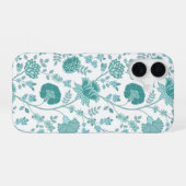 Coque iPhone 16 Jacobean Floral Big Motif Tee sur blanc (Verso Horizontal)