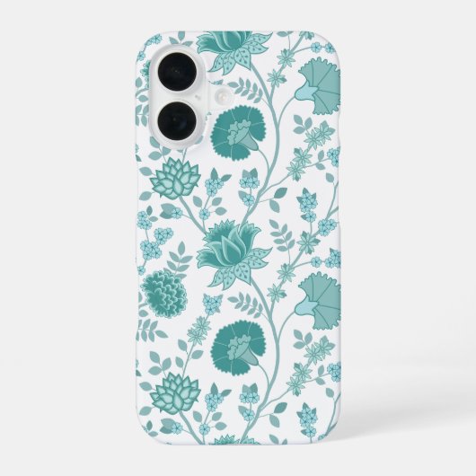 Coque iPhone 16 Jacobean Floral Big Motif Tee sur blanc (Verso)