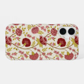 Coque iPhone 16 Jacobean Floral Grand Motif Reds Pinks Gold Creme (Verso Horizontal)