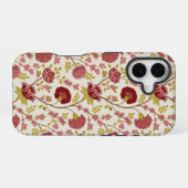 Coque iPhone 16 Jacobean Floral Pattern Rouge Rose Gold Crème (Verso Horizontal)