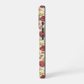 Coque iPhone 16 Jacobean Floral Pattern Rouge Rose Gold Crème (Côté gauche)