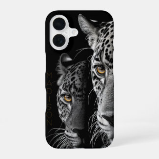 Coque iPhone 16 Jaguars jumeaux - Yeux ambrés (personnalisables)