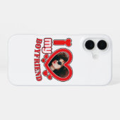 Coque iPhone 16 J'Aime Mon Copain Texte Et Photo Personnalisés (Verso Horizontal)