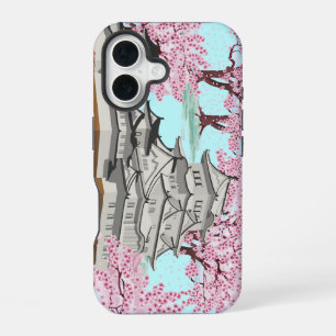 Coque iPhone 16 Japonais Sakura Castle Art - Cherry Blossom Printe