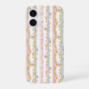 Coque iPhone 16 Jardin romantique Dentelle blanche fleurie jaune e