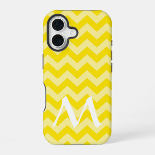 Coque iPhone 16 Jaune doré Chevrons marocains humeurs avec monogra