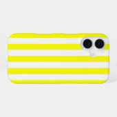 Coque iPhone 16 Jaune Ensoleillé et Imprimé Rayé Blanc (Verso Horizontal)