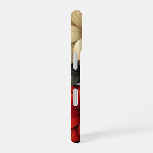 Coque iPhone 16 Jaune, Orange, Fleurs Rouges (Côté droit)