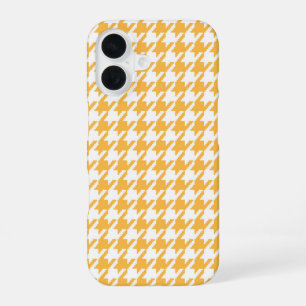 Coque iPhone 16 Jaune vif et blanc, carreaux classiques en Houndst