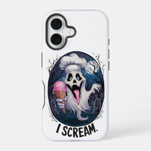 Coque iPhone 16 "Je crie" Drôle de Chef Fantôme Halloween Glace St