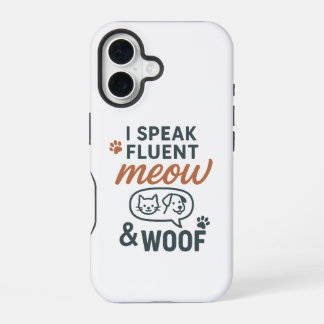 Coque iPhone 16 Je parle couramment Miaou & Woof