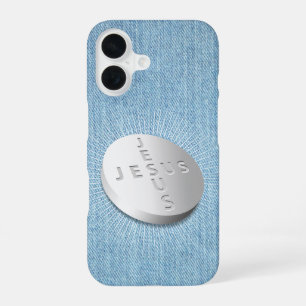 Coque iPhone 16 Jesus Cures Pill Christian Religieux Denim Jeans