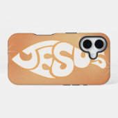 Coque iPhone 16 "Jésus" en forme de poisson Cadeau pour pasteur ch (Verso Horizontal)