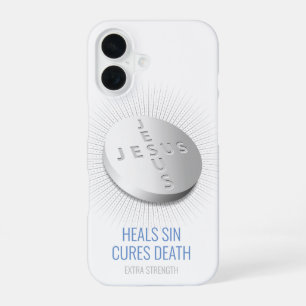 Coque iPhone 16 Jesus Pill - Foi personnalisable Prière Dieu chrét