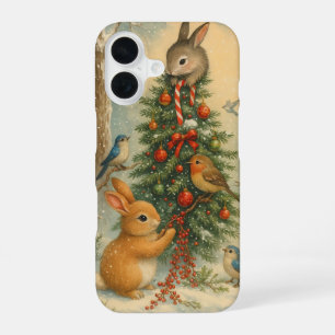 Coque iPhone 16 Joli lapin de forêt de Noël cosy festif hiver