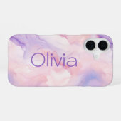 Coque iPhone 16 Joli Marbre Abstrait Personnalisé Rose violet rose (Verso Horizontal)