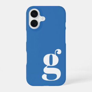 Coque iPhone 16 Joli monogramme minimaliste lettre en bleu françai