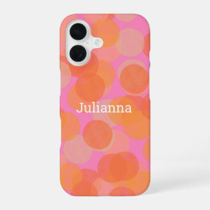 Coque iPhone 16 Joli motif aquarelle orange rose personnalisé