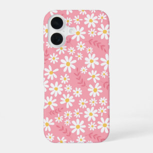 Coque iPhone 16 Joli motif floral sans couture de marguerite rose