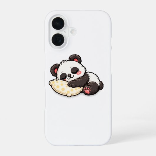 Coque iPhone 16 Joli panda endormi avec oreiller (Verso)