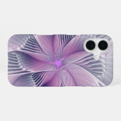 Coque iPhone 16 Joli rose Fleur Moderne Abstrait Fractal Art (Verso Horizontal)