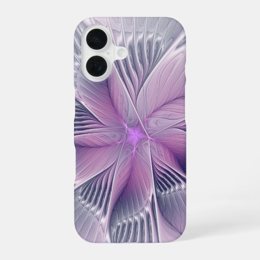 Coque iPhone 16 Joli rose Fleur Moderne Abstrait Fractal Art (Verso)