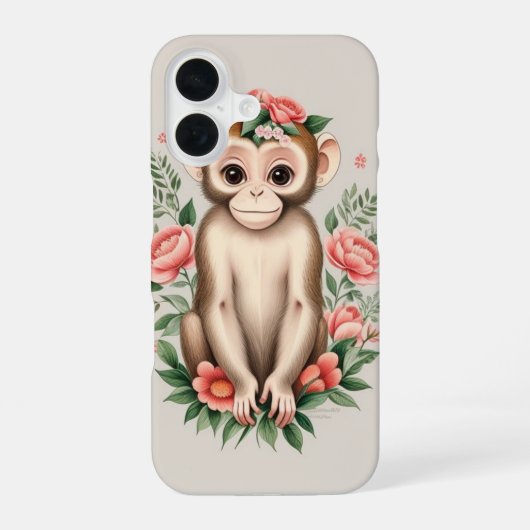 Coque iPhone 16 Joli Singe Brun (Verso)