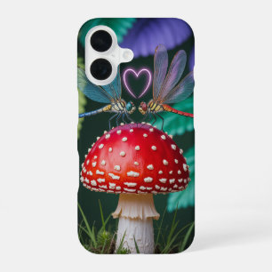 Coque iPhone 16 Jolies Libellules sur un Champignon -