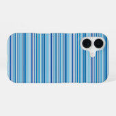 Coque iPhone 16 Jolies rayures bleues blanches (Verso Horizontal)