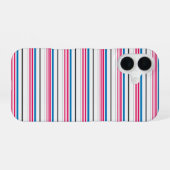 Coque iPhone 16 Jolies rayures bleues blanches (Verso Horizontal)