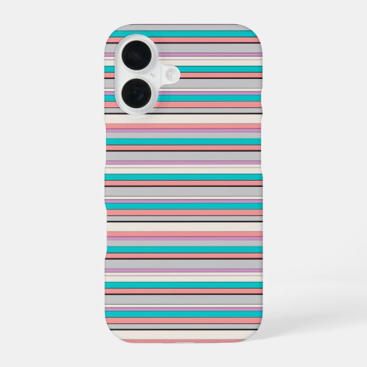 Coque iPhone 16 Jolies rayures grises aqua (Verso)