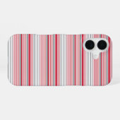 Coque iPhone 16 Jolies rayures grises rouges (Verso Horizontal)