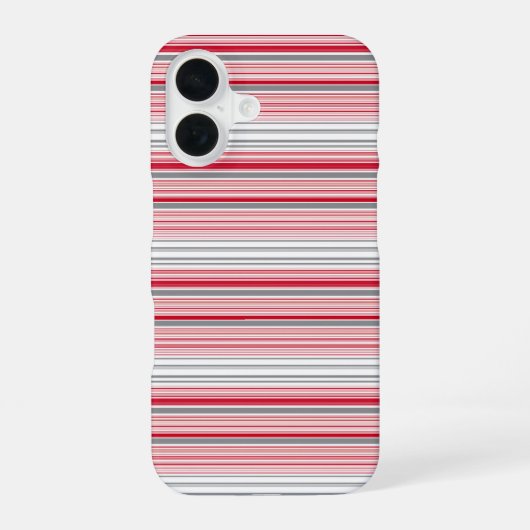 Coque iPhone 16 Jolies rayures grises rouges (Verso)