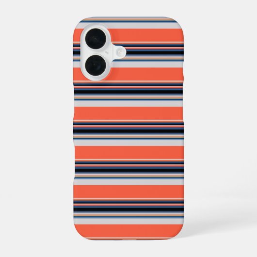 Coque iPhone 16 Jolies rayures orange bleu (Verso)