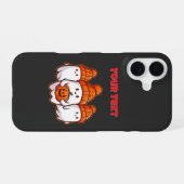 Coque iPhone 16 Jolis fantômes d'Halloween avec citrouille et hari (Verso Horizontal)