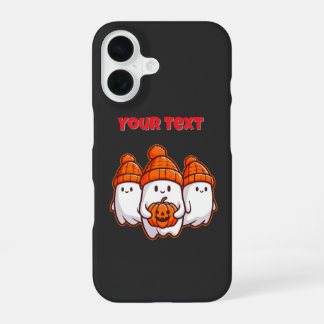 Coque iPhone 16 Jolis fantômes d'Halloween avec citrouille et hari