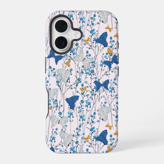 Coque iPhone 16 Jolis Papillons Bleus (Verso)