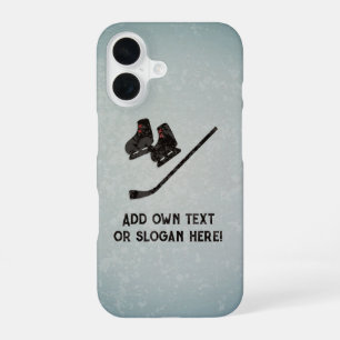 Coque iPhone 16 Joueur de hockey - Patins de sport et bâton - ajou