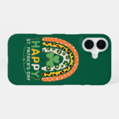 Coque iPhone 16 Joyeuse Fête de la Saint-Patrick Mignon Léopard Ar (Verso Horizontal)