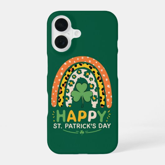 Coque iPhone 16 Joyeuse Fête de la Saint-Patrick Mignon Léopard Ar (Verso)