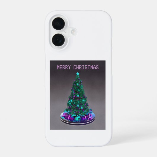 Coque iPhone 16 Joyeux Noël. Arbre décoré avec des cadeaux (Verso)