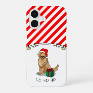 Coque iPhone 16 Joyeux Noël Père Noël Chien Retriever doré Mignon