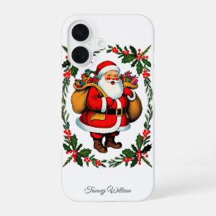 Coque iPhone 16 Joyeux Noël traditionnel élégant vintage mignon