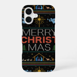 Coque iPhone 16 Joyeux pull de Noël moche élégant - Religieux