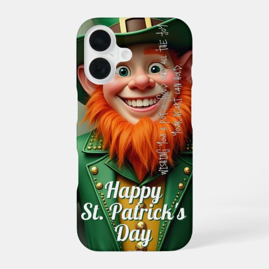 Coque iPhone 16 Joyeux Saint Patrick's Day Leprechaun (Verso)