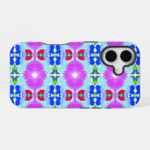 Coque iPhone 16 Kaléidoscope Azure Bloom (Verso Horizontal)