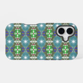 Coque iPhone 16 Kaléidoscope de la marée émeraude (Verso Horizontal)