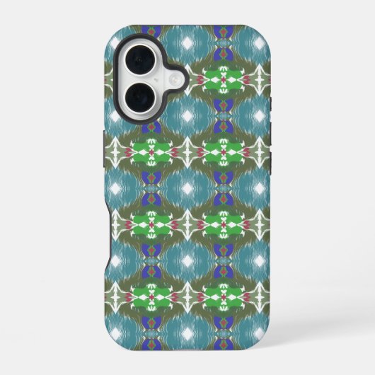 Coque iPhone 16 Kaléidoscope de la marée émeraude (Verso)