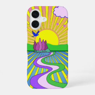 Coque iPhone 16 Kaleidoscope Sunburst psychédélique Été d'amour