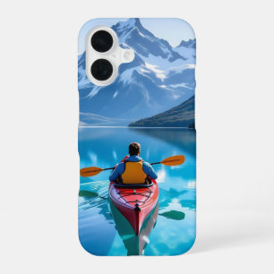 Coque iPhone 16 Kayak dans les montagnes personnalisé